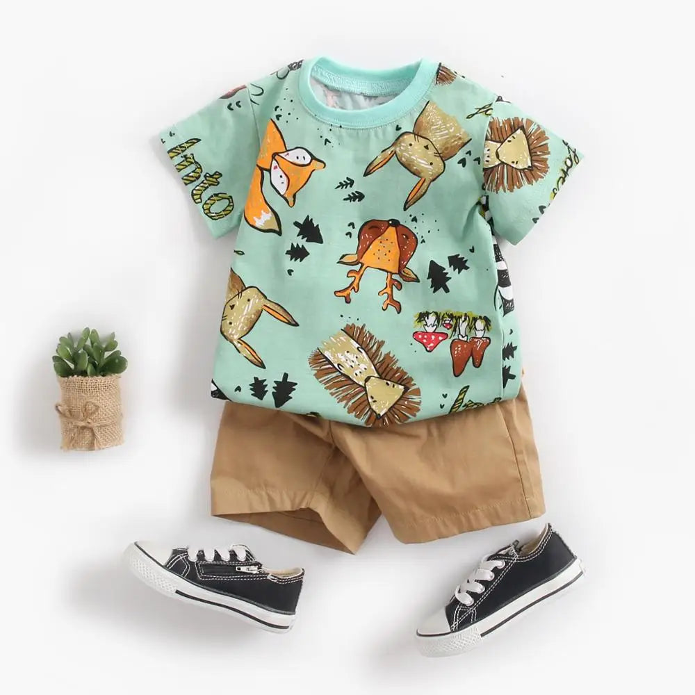 Cotton Short Sleeve Baby Tops + Shorts - 2 pc set